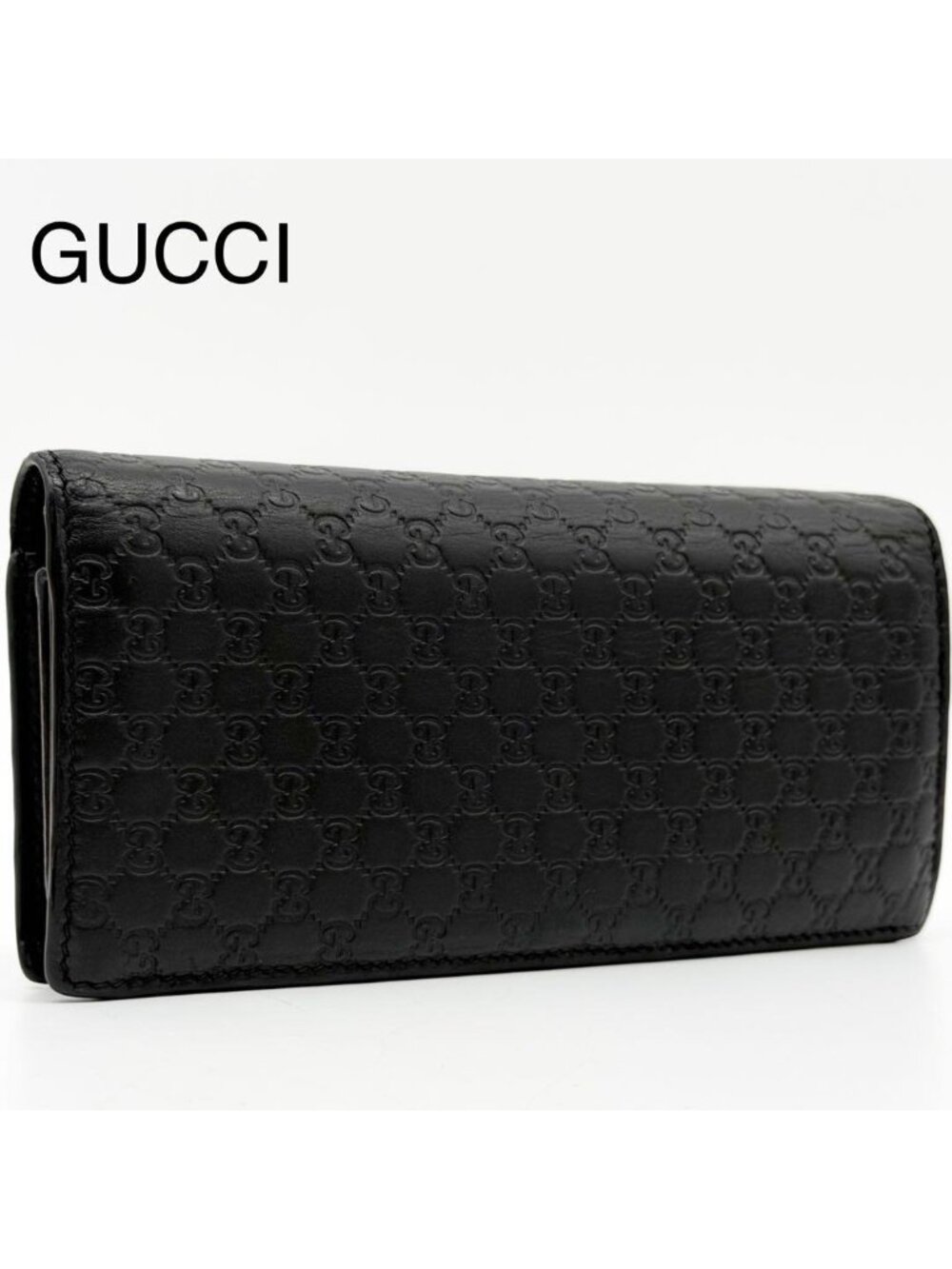 Gucci Micro Guccissima GG Bifold Wallet Black Leather